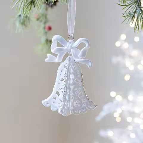 White Christmas Hanging Pendants Acrylic Flocking Hanging Decoration Festival Favors Shopwindow Chri