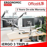 OFFICEHUB iErgo 3 Triple Computer Monitor Arm ★ Monitor Stand ★ Ready stock ★ Fits Monitor 27 Inch p