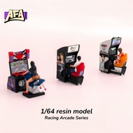 AFA 1/64 Resin Model Arcade Racing Machine Miniature, Hand-Painted Street Racing Diorama Display