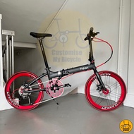 👹 Fnhon Blast 22” inches 𝗠𝗥𝗧/𝗕𝘂𝘀-𝗳𝗿𝗶𝗲𝗻𝗱𝗹𝘆 14 Freebie Wheelset Folding Bike Black Red Bifold Litepro