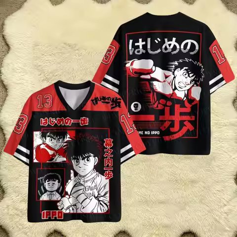 Hajime No Ippo Makunouchi Ippo Boxing Jersey T-shirt Unisex 3D Print V-neck Short Sleeve Tops "The F