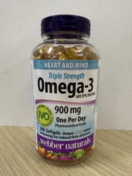 Webber Naturals 維柏健奧米加3倍強效Omega-3 900mg 魚油 200粒超值裝
