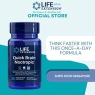 LIFE EXTENSION Quick Brain Nootropic, Brain Supplement for Memory & Focus, 30 Vegetarian Caps