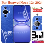 3in1 For Huawei Nova 12s 2024 Hydrogel Film Front Back Full Cover Rear Camera Protective Film For Huawei Nova12s HuaweiNova12s 12i 12SE 12 s 4G 5G Protection Soft Screen Protector