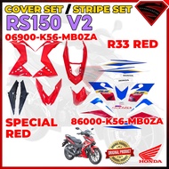 100% ORIGINAL HONDA RS150 V2 RS 150 COVERSET COVER SET/STRIPE R33 RED TRICO 06900-K56-MB0ZA 86000-K5