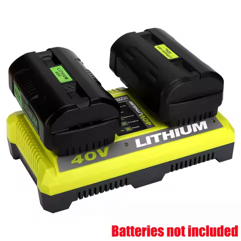 Portable Lithium Battery Charger Dual-Port Replacement Charging Station Compatible for RYOBI 40V Li-
