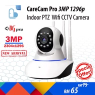 Carecam Pro 3MP 1296p 3 Antenna Indoor 360 Rotatable PTZ Wireless Wifi CCTV Camera