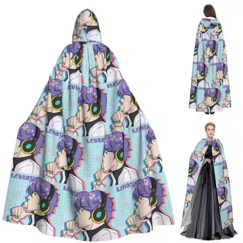Leviathan From Obey Me Long Hooded Cloak Witch Medieval Costume Cosplay Cape HalloweenVampire Adult 