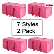 2pcs Large Pink Moving Bags - Durable, Fabric Storage Totes with Side Handles & Tag Pocket - 7 Style