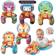 BEAUTYSTARTING Baby Tummy Time Pillow Montessori Sensory Training Pillow with Teether Rattle for New