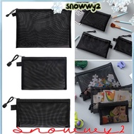 SNOWWY2OL Pen Bag, Nylon A4 A5 A6 Mesh File Bag,  Transparent File Folders Office
