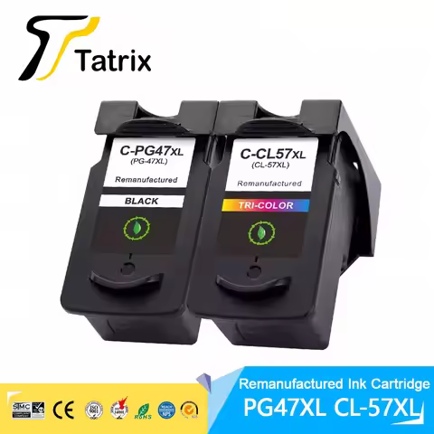 Tatrix PG47 PG 47 PG-47 CL-57 CL57 CL 57 Premium Remanufactured Ink Cartridge for Canon PIXMA E400/E