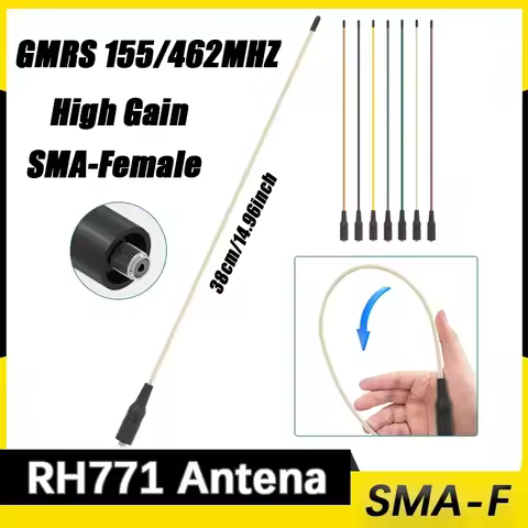 RH 771 Antenna GMRS SMA-Female VHF UHF 155/462mhz 38CM Flexible Soft Aerial Long Range For UV-5RM UV