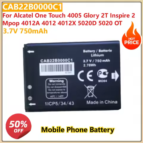 3.7V 750mAh Mobile Phone Battery CAB22B0000C1 For Alcatel One Touch 4005 Glory 2T Inspire 2 Mpop 401
