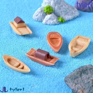 TYLER1 Micro Landscape Boat, Micro Landscape Wooden Boat Resin Wooden Boat Decoration, Resin Awning Boats Art Crafts Mini Boat Fish Tank Decoration DIY