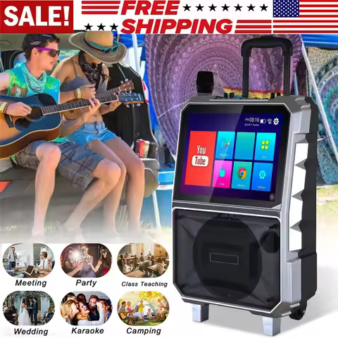 3000W Bluetooth Speaker Karaoke Machine 8 '' Subwoofer & Lyrics Display Screen Rechargeable HDMI, Bl