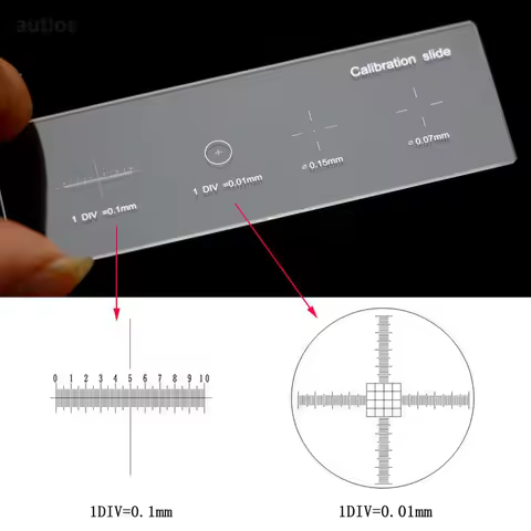 926 0.01mm Microscope Slides Reticle Calibrating Slide Ruler Cross Microscope Calibration Stage Micr