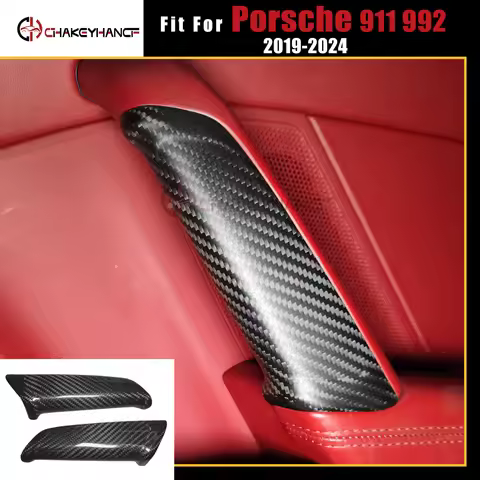 Real Carbon Fiber Door Handel Armrest Panel Cover Trim Interior Accessories for Porsche 911 992 Turb