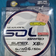 4LB, 6LB X 150M SEAHAWK SOL X8 BRAIDED LINE-6LB X 150M