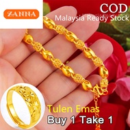 Emas 916 Gelang Asli Viral Murah Korea Rantai Emas Polisi 916 Gelang Wanita Korea Set Anting-Anting 