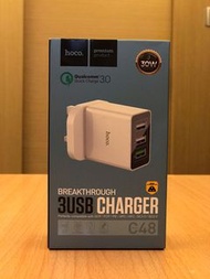 hoco C48 3 USB 快速充電器 QC 3.0/2.0 香港英國 標準插頭