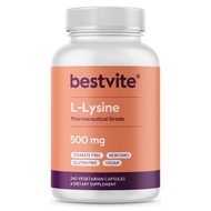 L-Lysine 500mg per Capsule (240 Vegetarian Capsules) - No Stearates - No Fillers - No Flow Agents -