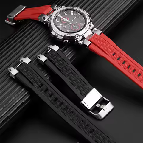 Silicone Strap metal connector belt For Casio g-shock MTG-B1000 G1000 rubber Watch band Waterproof m