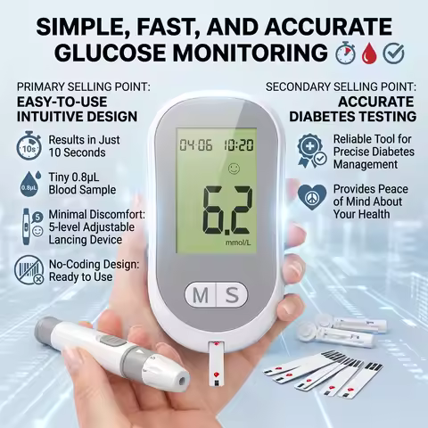 Complete Blood Glucose Meter Kit: Glucometer with 50 Test Strips & Lancets, Accurate Blood Sugar Mon