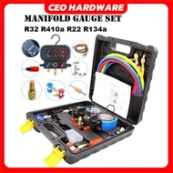 CEO Hardware - ALL IN 1 Premium Manifold Gauge Set R410a R134a R32 R22 Gas Meter Aircond Rumah Keret