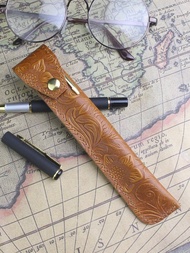 手工牛皮皮革單支筆套 商務真皮鋼筆筆套 簡約鋼筆保護套