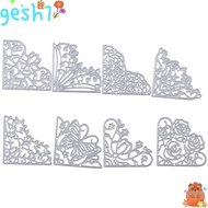 GESH1 8Pcs Flowers Die Cuts, Flowers Corner Corner Die Cuts, Embossing Template Silver 2 Inches Meta
