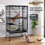 pet zoo pet premium double storey cat cage's ( black colour/ size 93cmx61.3cmx155.9cm )