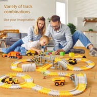 JUNMPER2R DIY Racing Track Set, Yellow White 146/231 Pieces Railway Toys,  Plastic Interesting DIY E