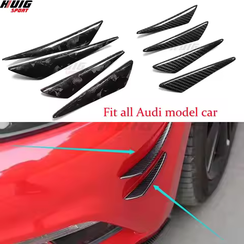 Carbon Fiber Front Bumper Lip Spoiler Fins Body Trim For Audi A1 A2 A3 S3 A4 A5 A6 A7 A8 TT RS RS3 R