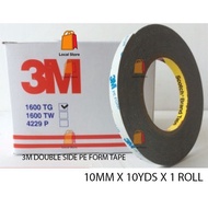 [ 1 PCS ] 3M DOUBLE SIDE PE FORM TAPE 1600TG 10MM X 10YDS X 1 ROLL