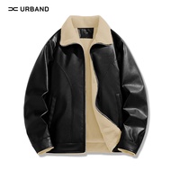 Jaket Kulit Pria Sintetis Style Berbulu Sherpa - Jaket Kulit Slimfit A563