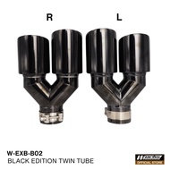 Works Engineering Black Edition B2 Exhaust Pipe Muffler Double Tip End Pipe – Universal Double Twin