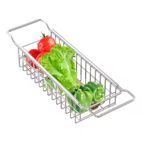New Sink Drying Rack Drain Rack Wire Basket Telescopic Sink Storage Rack Kitchen Drain Rack Under Sh