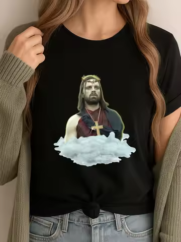 Sebastian Stan As Jesus Bucky Barnes Graphic T Shirts Men Oversized New In Tops & Tees Retro Printed