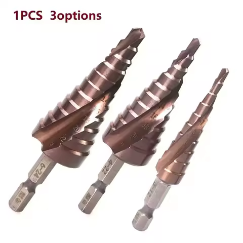 1PC M35 5% Cobalt Step Drill Bit 3-12/4-22/6-24mm HSS-CO Hex Handle Cone Metal Drill Bit Suitable Pi