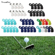 [Prasku] 9Pcs Golf Iron Headcover Golf Club Head Cover 4-9,PW,SW,AW with Big Number Waterproof Long 