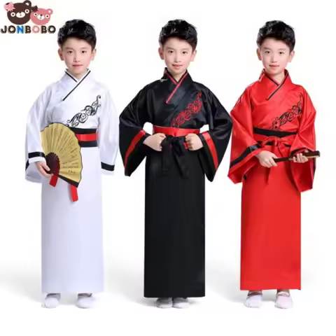 β7 Colors Hanfu for Kids - Traditional Chinese Book Boy/Girl Dress, San Zi Jing Performance Costume,