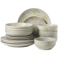 Gibson Home Hometown Diner 12-Piece Porcelain Dinnerware Set, Round Plates And Bowls Set For 4, Whit