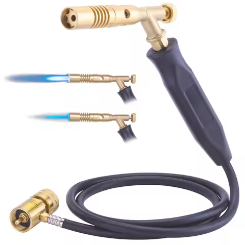 Big Propane Torch Head, Solid Brass Soldering Torch with 4.5Ft Hose, Fuel by MAPP MAP Pro Propane, M