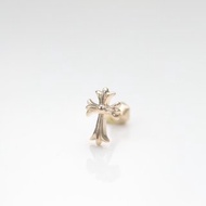 14K Gold Cross Piercing 金十字鎖珠耳環