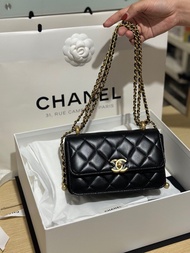 Chanel 100% Authentic 有晶片 24C 雙金珠金球19 flap bag