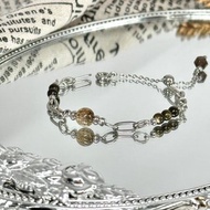 浪漫金幣公主水晶設計手鍊 - 醫療鋼 / 魔鬼髮晶/金曜石/茶晶