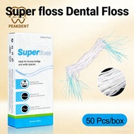50pcs/box Super Floss Braces & Bridge Dental Floss 3-in-1 Multi-functional Cleaning Floss Toothpick 