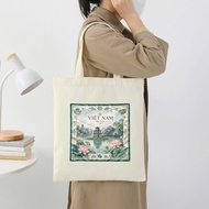 Tote bag with lock in the shape of Hanoi, Vietnam, Country, HANOI canvas tote bag, typical thick can