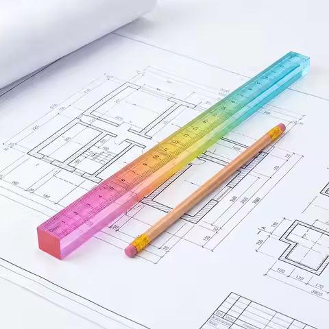 Colored Ruler and Cube – 2-in-1 Geometric Drawing Tool, Math Learning Stationery Set, Drawing and Me